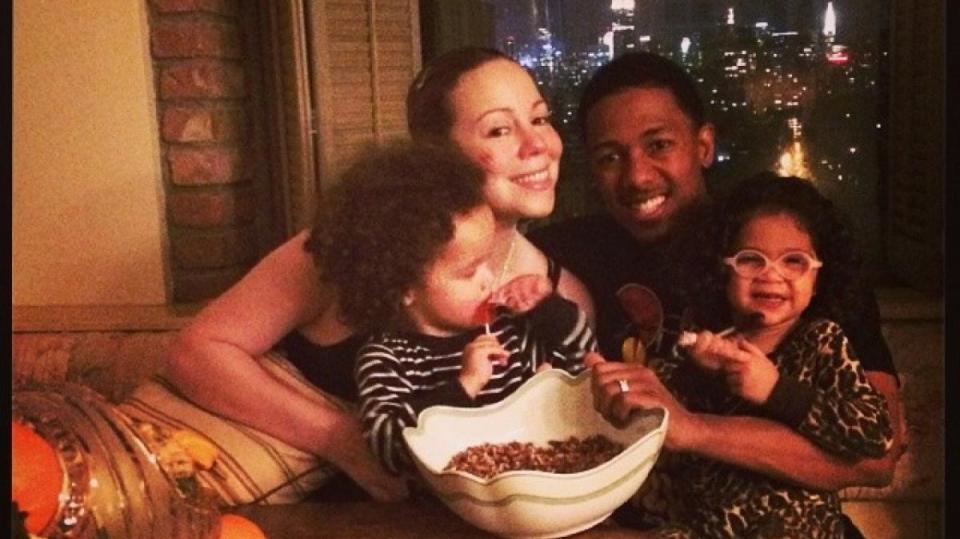 Zpěvačka Mariah Carey a její rodinka - manžel Nick a děti, dvojčata Morrocan a Monroe